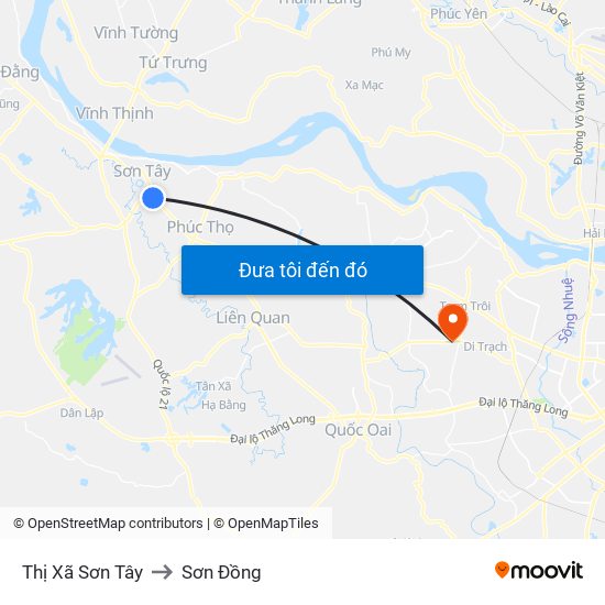 Thị Xã Sơn Tây to Sơn Đồng map