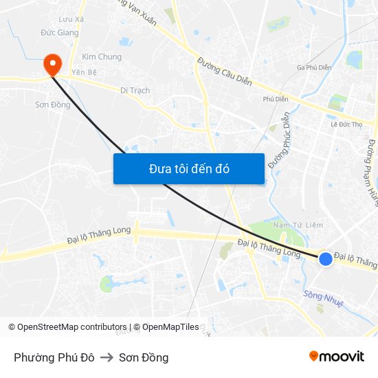 Phường Phú Đô to Sơn Đồng map