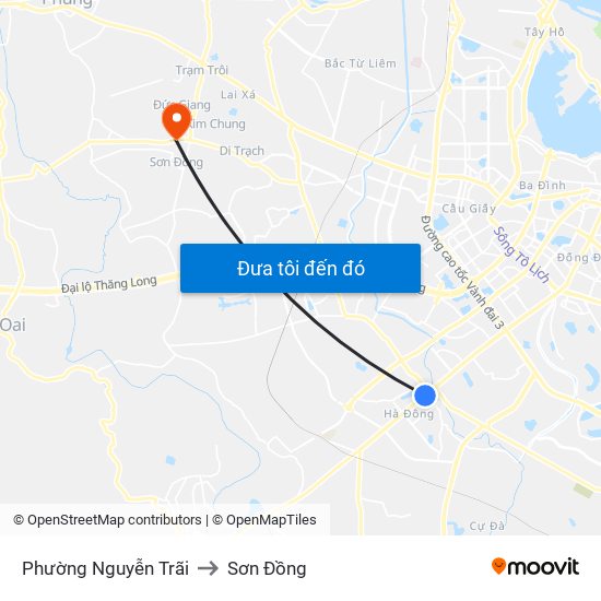 Phường Nguyễn Trãi to Sơn Đồng map