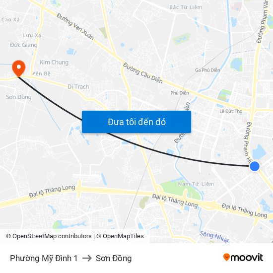 Phường Mỹ Đình 1 to Sơn Đồng map