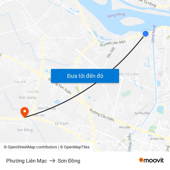 Phường Liên Mạc to Sơn Đồng map