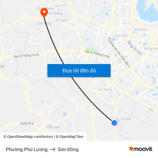 Phường Phú Lương to Sơn Đồng map