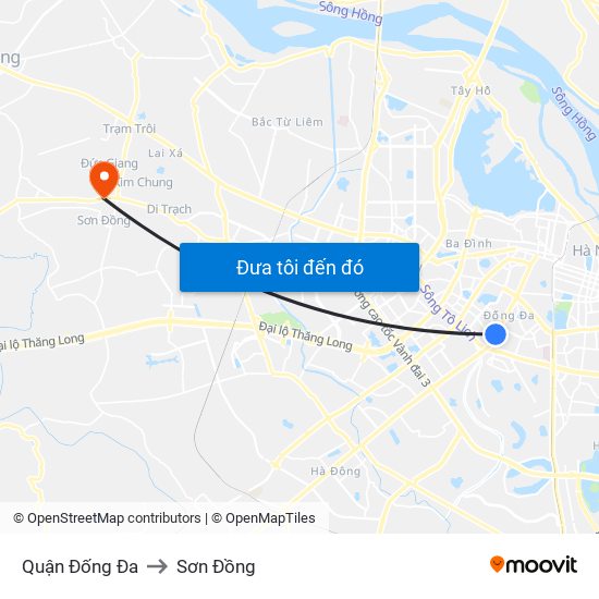 Quận Đống Đa to Sơn Đồng map