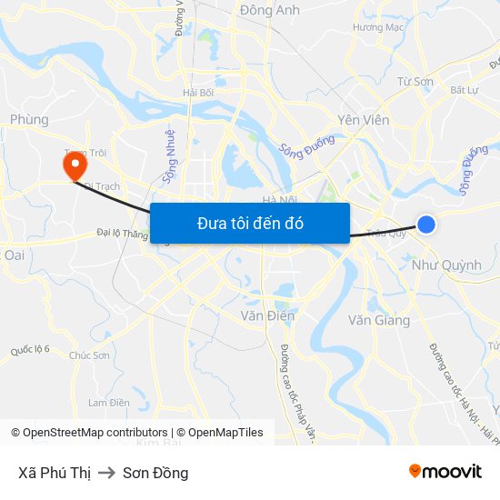 Xã Phú Thị to Sơn Đồng map