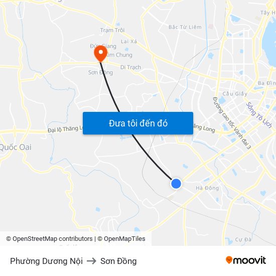 Phường Dương Nội to Sơn Đồng map