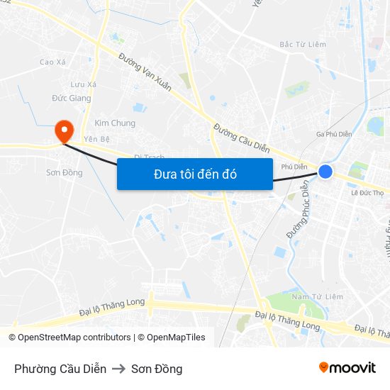 Phường Cầu Diễn to Sơn Đồng map