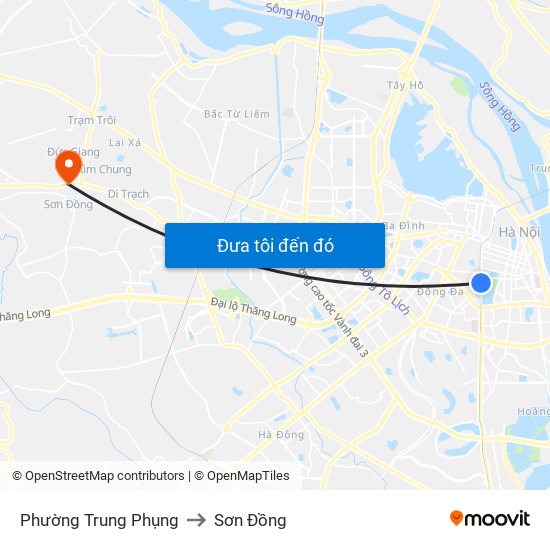 Phường Trung Phụng to Sơn Đồng map