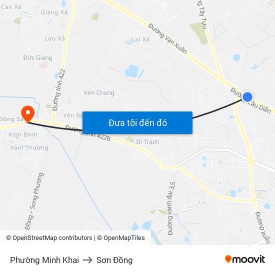 Phường Minh Khai to Sơn Đồng map