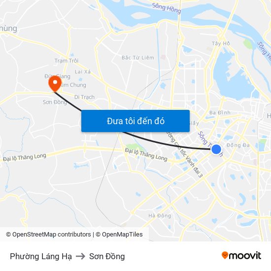 Phường Láng Hạ to Sơn Đồng map