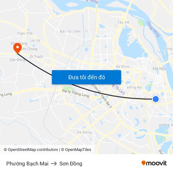 Phường Bạch Mai to Sơn Đồng map