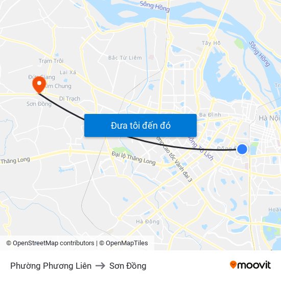 Phường Phương Liên to Sơn Đồng map