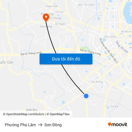 Phường Phú Lãm to Sơn Đồng map