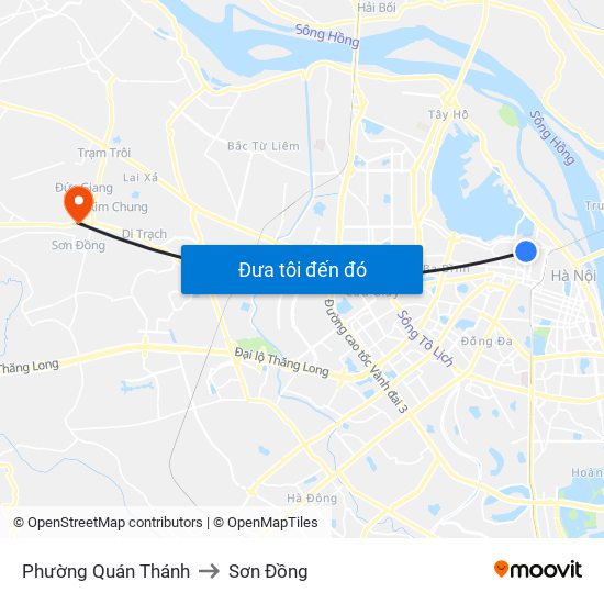 Phường Quán Thánh to Sơn Đồng map