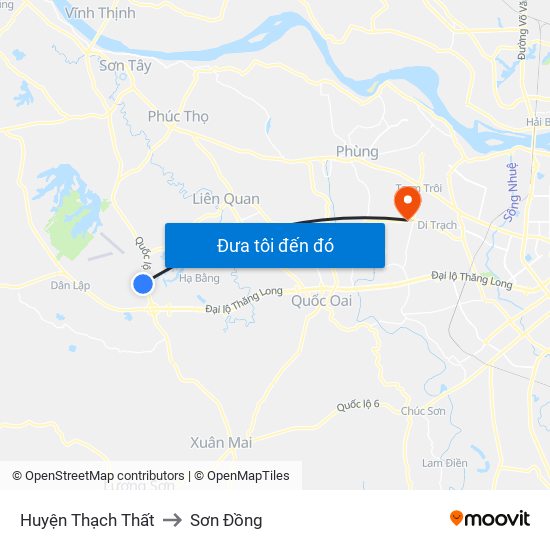 Huyện Thạch Thất to Sơn Đồng map