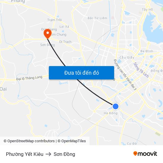 Phường Yết Kiêu to Sơn Đồng map