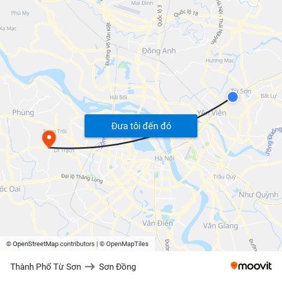 Thành Phố Từ Sơn to Sơn Đồng map