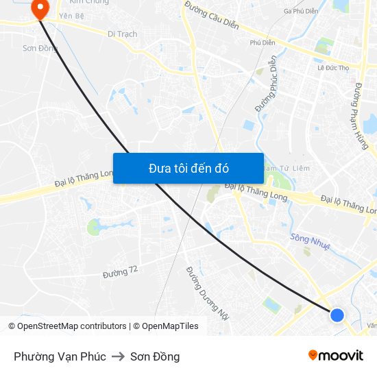 Phường Vạn Phúc to Sơn Đồng map