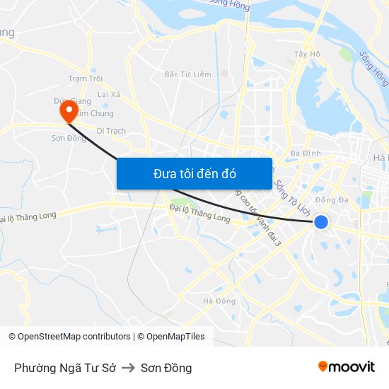 Phường Ngã Tư Sở to Sơn Đồng map