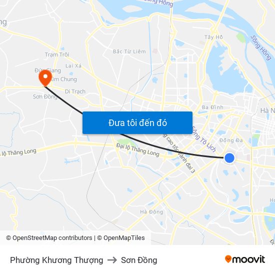 Phường Khương Thượng to Sơn Đồng map