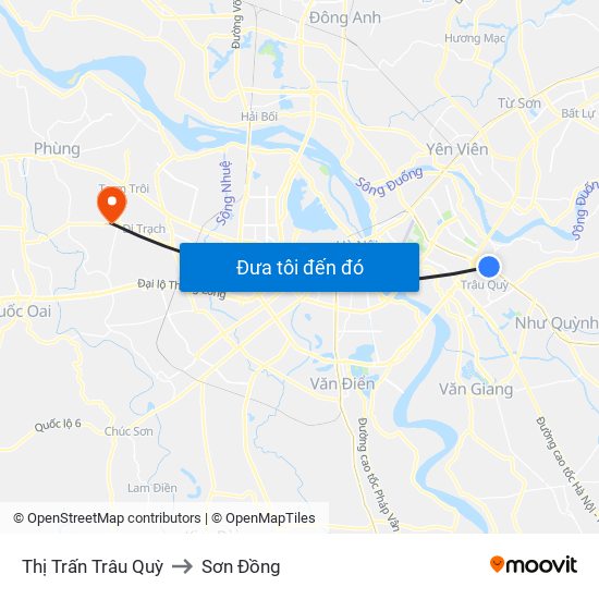 Thị Trấn Trâu Quỳ to Sơn Đồng map