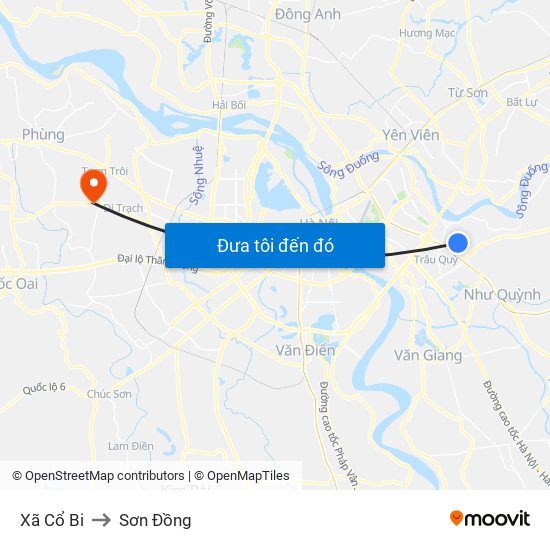 Xã Cổ Bi to Sơn Đồng map