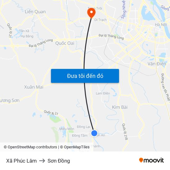 Xã Phúc Lâm to Sơn Đồng map