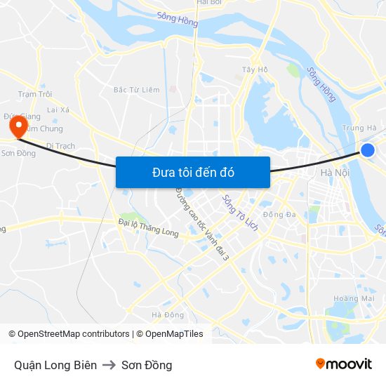 Quận Long Biên to Sơn Đồng map