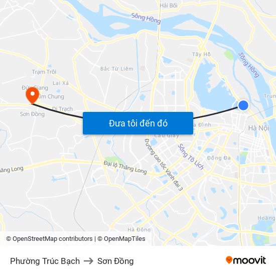 Phường Trúc Bạch to Sơn Đồng map