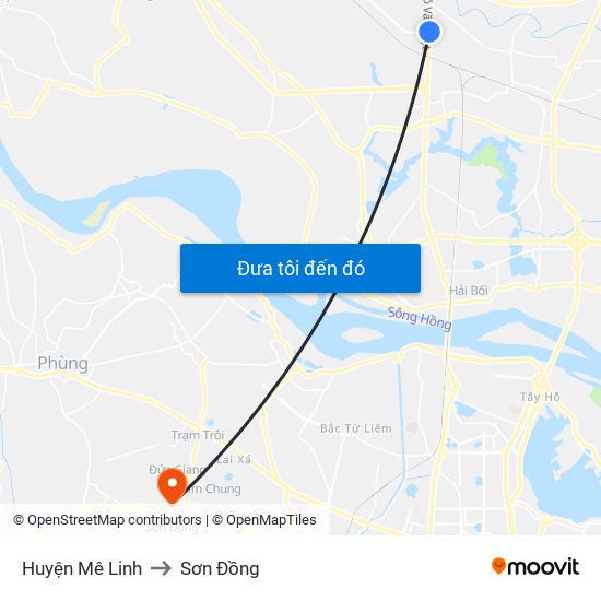 Huyện Mê Linh to Sơn Đồng map