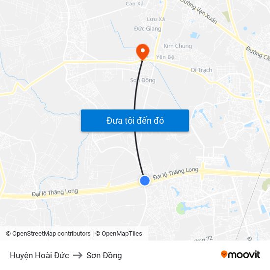 Huyện Hoài Đức to Sơn Đồng map