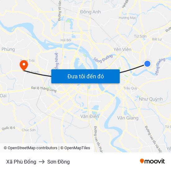 Xã Phù Đổng to Sơn Đồng map