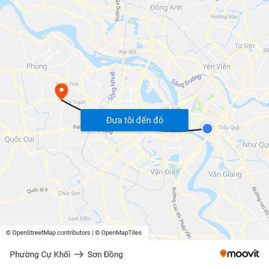 Phường Cự Khối to Sơn Đồng map