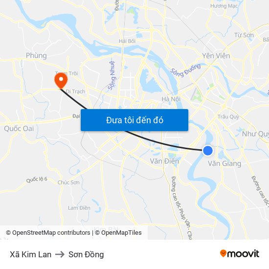 Xã Kim Lan to Sơn Đồng map