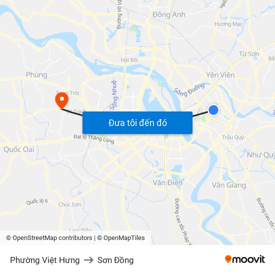 Phường Việt Hưng to Sơn Đồng map