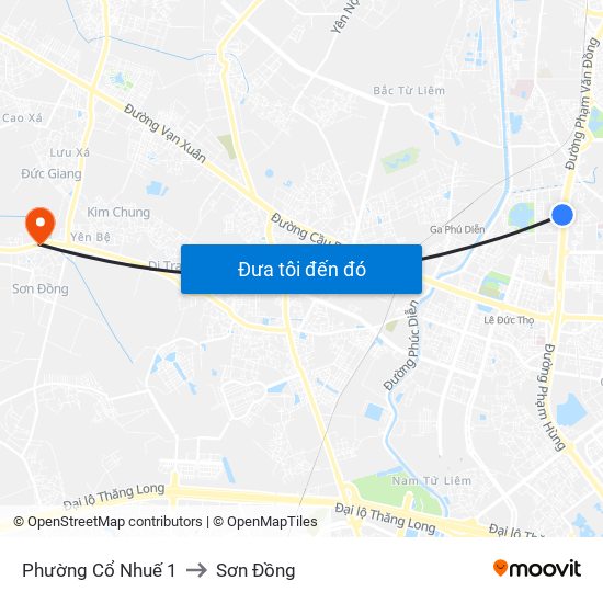 Phường Cổ Nhuế 1 to Sơn Đồng map