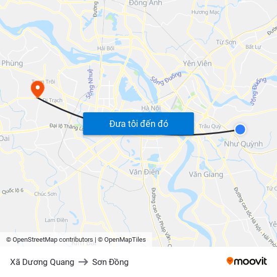 Xã Dương Quang to Sơn Đồng map