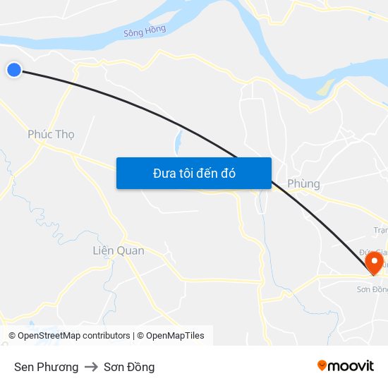 Sen Phương to Sơn Đồng map