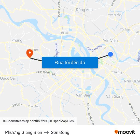 Phường Giang Biên to Sơn Đồng map