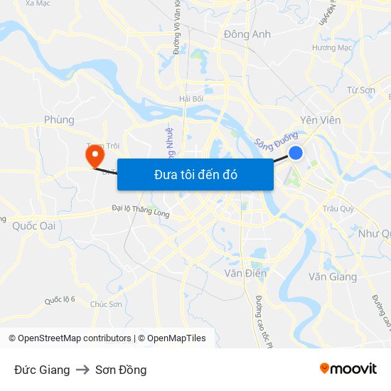 Đức Giang to Sơn Đồng map