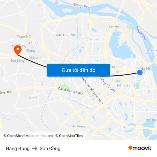 Hàng Bông to Sơn Đồng map