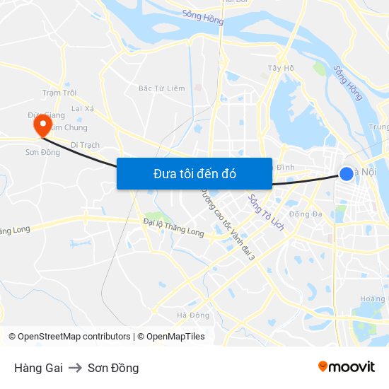 Hàng Gai to Sơn Đồng map