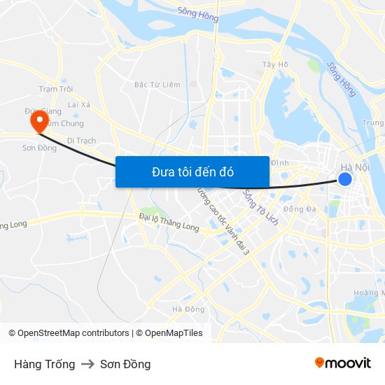 Hàng Trống to Sơn Đồng map