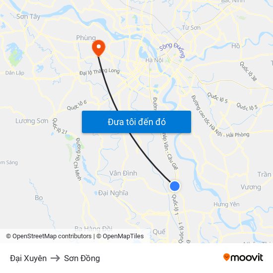 Đại Xuyên to Sơn Đồng map