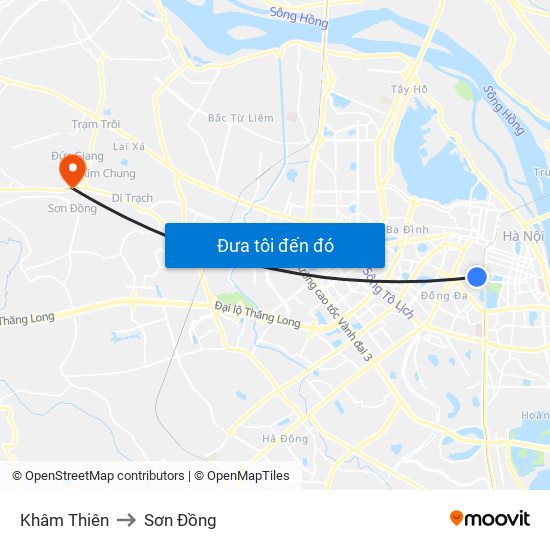 Khâm Thiên to Sơn Đồng map