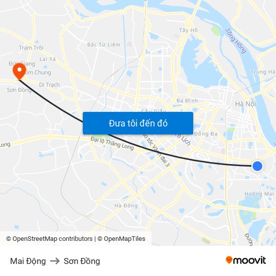 Mai Động to Sơn Đồng map
