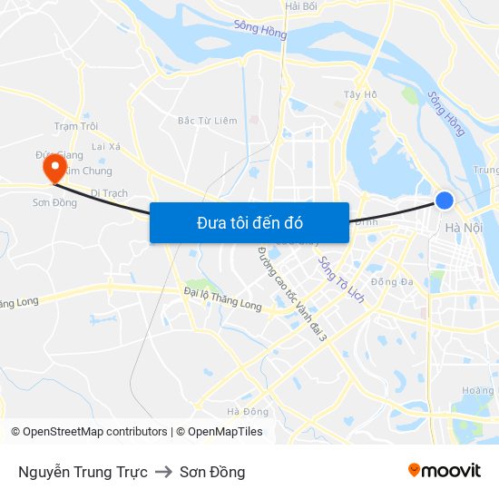 Nguyễn Trung Trực to Sơn Đồng map