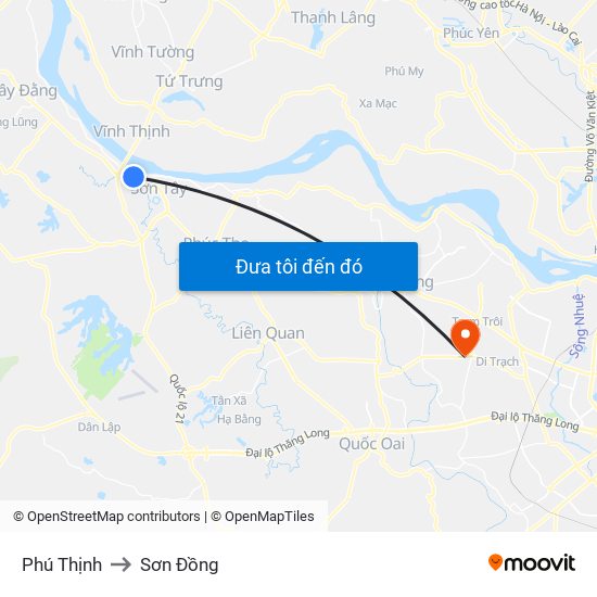 Phú Thịnh to Sơn Đồng map