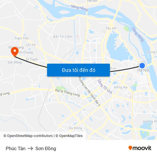 Phúc Tân to Sơn Đồng map