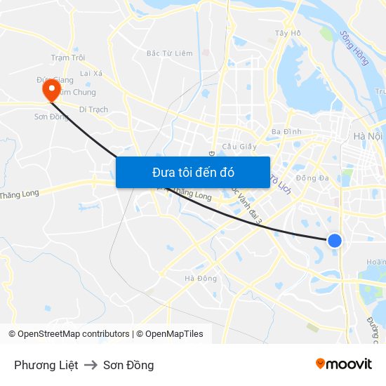 Phương Liệt to Sơn Đồng map