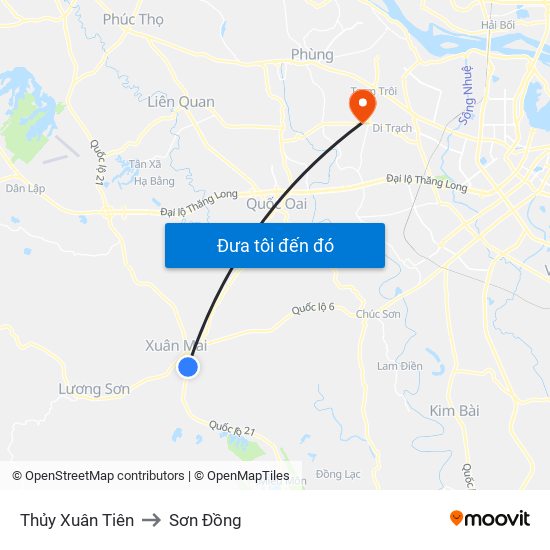 Thủy Xuân Tiên to Sơn Đồng map